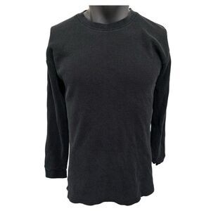 credos mens solid black long sleeve thermal Heavy sweater top crew neck large